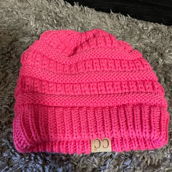 Little Girl’s CC Kids Pink Thick Chunky Crochet Beanie Cap One Size - Picture 6 of 6